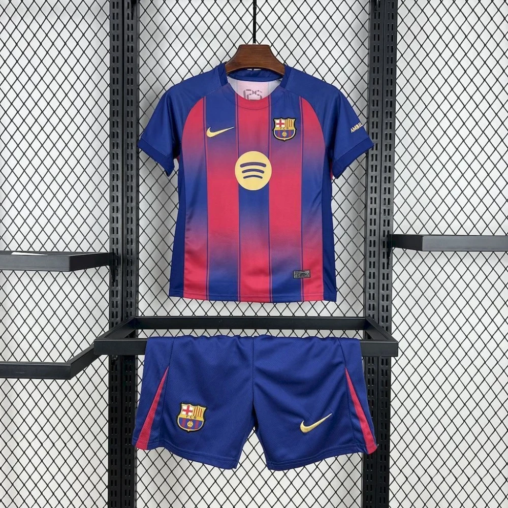 Детская футбольная форма Barcelona Home 25/26 red/blue #1