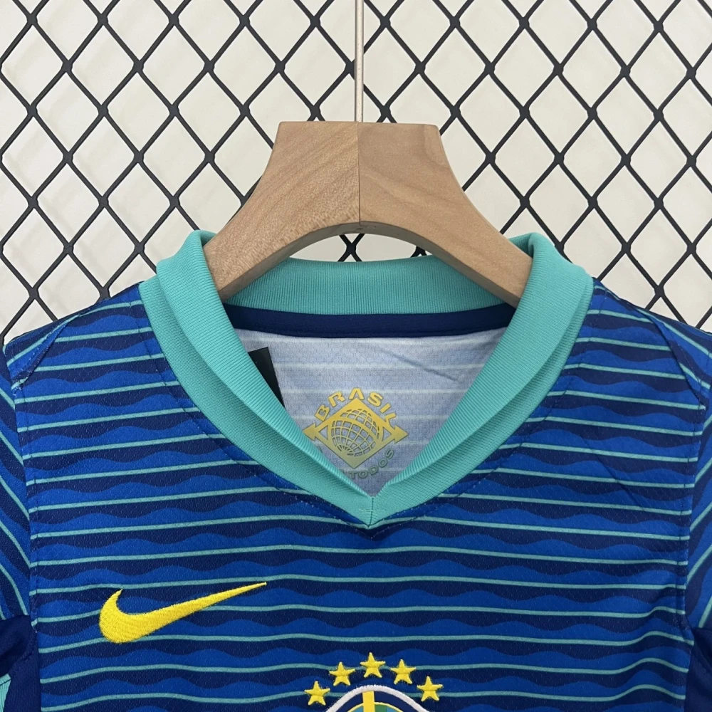 Детская футбольная форма Brazil Away 24/25 blue #3