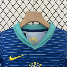 Детская футбольная форма Brazil Away 24/25 blue #3
