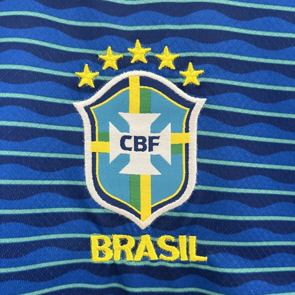 Детская футбольная форма Brazil Away 24/25 blue #4