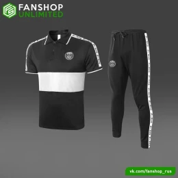 Костюм поло PSG black/white #1